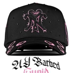 Black and Pink Embroidered Men's Hat